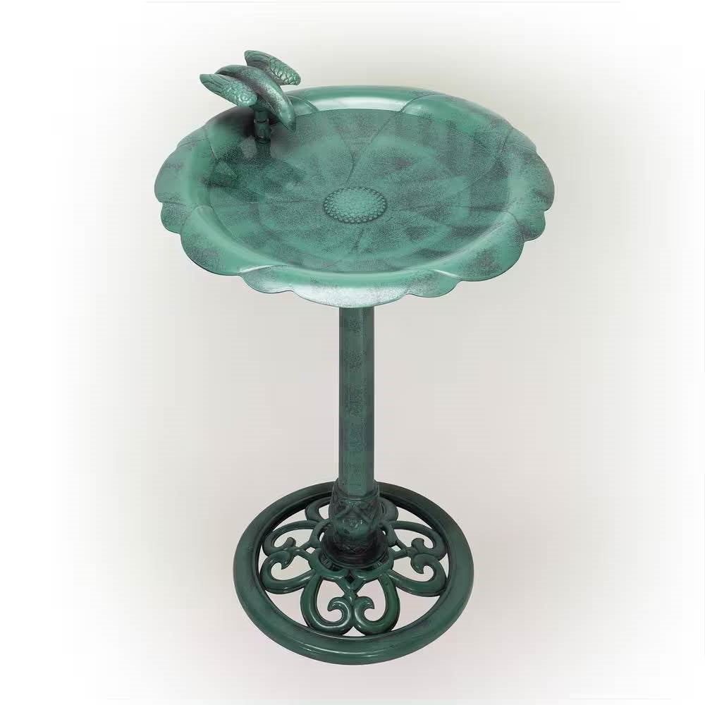 Bañera para pájaros de polipropileno resistente a la intemperie en acabado verde oscuro