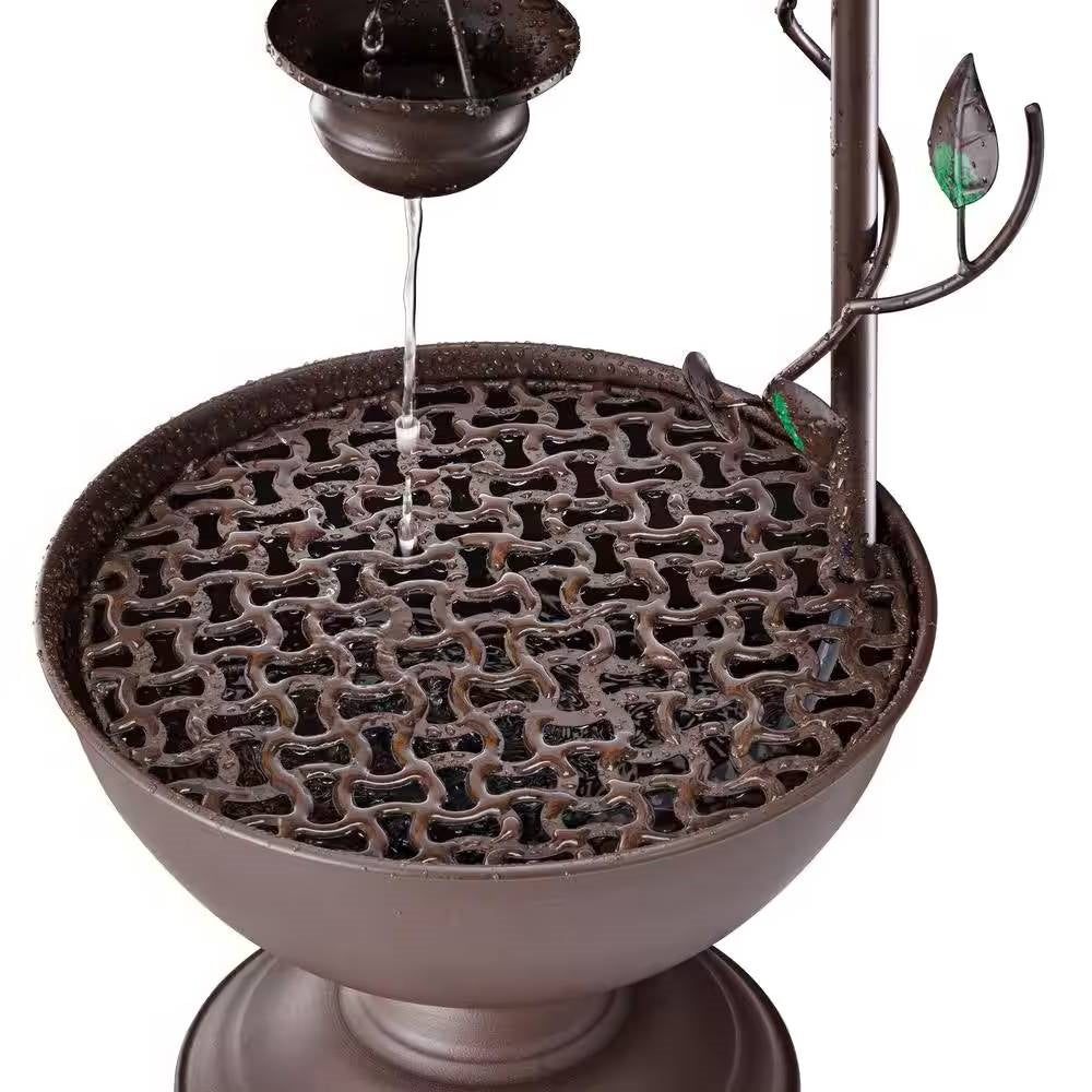 Fuente de agua colgante de 6 niveles para exterior e interior con acabado en bronce