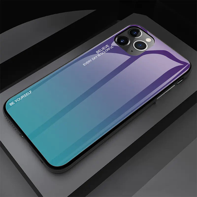 Gradient Tempered Glass Phone Case with Drop Protection