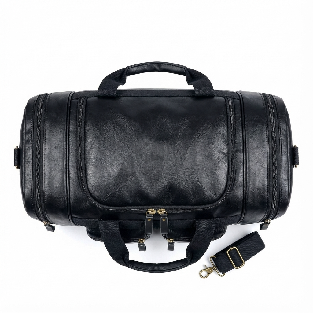 Elegante Bolso de Viaje de Cuero tipo Duffel Weekender – 40L Expandible de Cabina