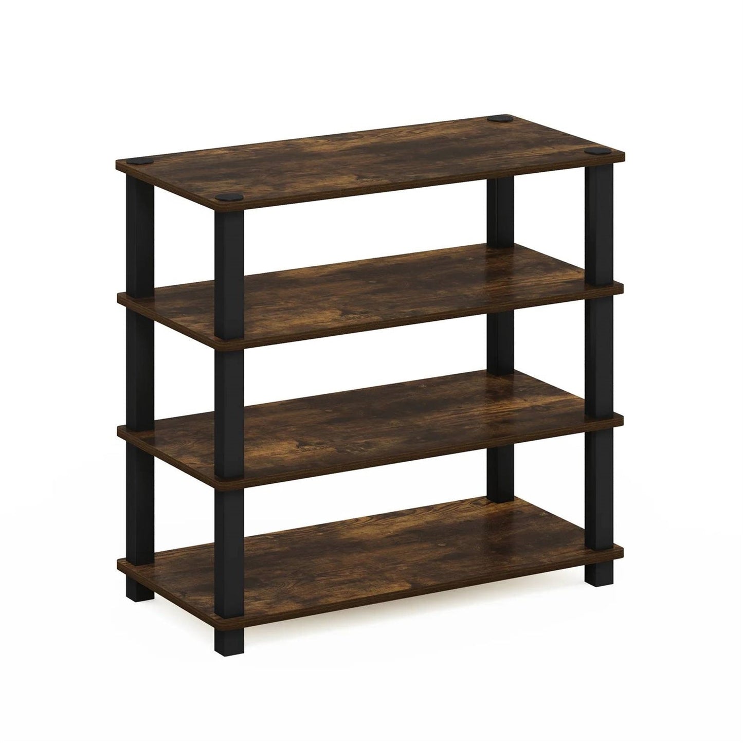 Zapatero de madera apilable de 4 estantes en negro-marrón - Capacidad para hasta 12 pares de zapatos