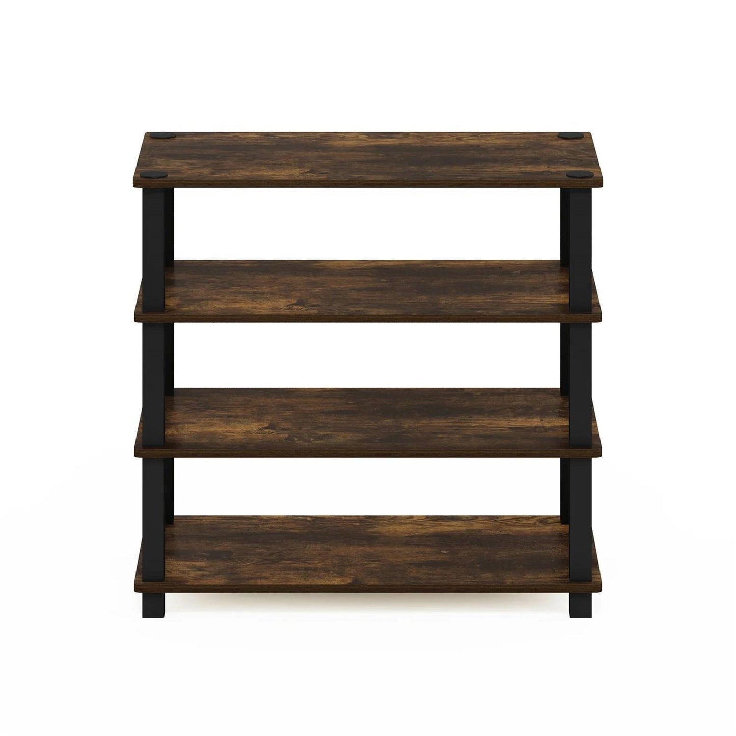 Zapatero de madera apilable de 4 estantes en negro-marrón - Capacidad para hasta 12 pares de zapatos