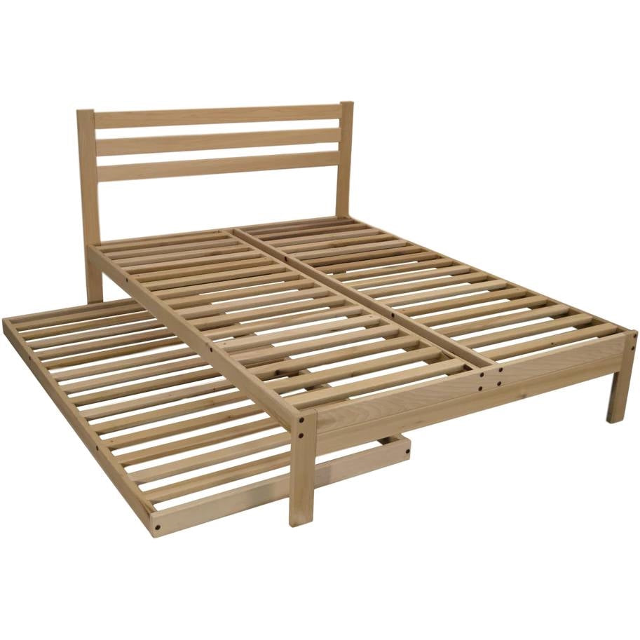 Base de cama nido doble de madera maciza con ruedas - Hecho en EE. UU.