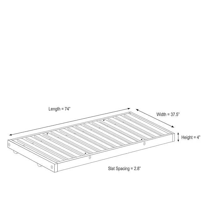 Base de cama nido doble de madera maciza con ruedas - Hecho en EE. UU.