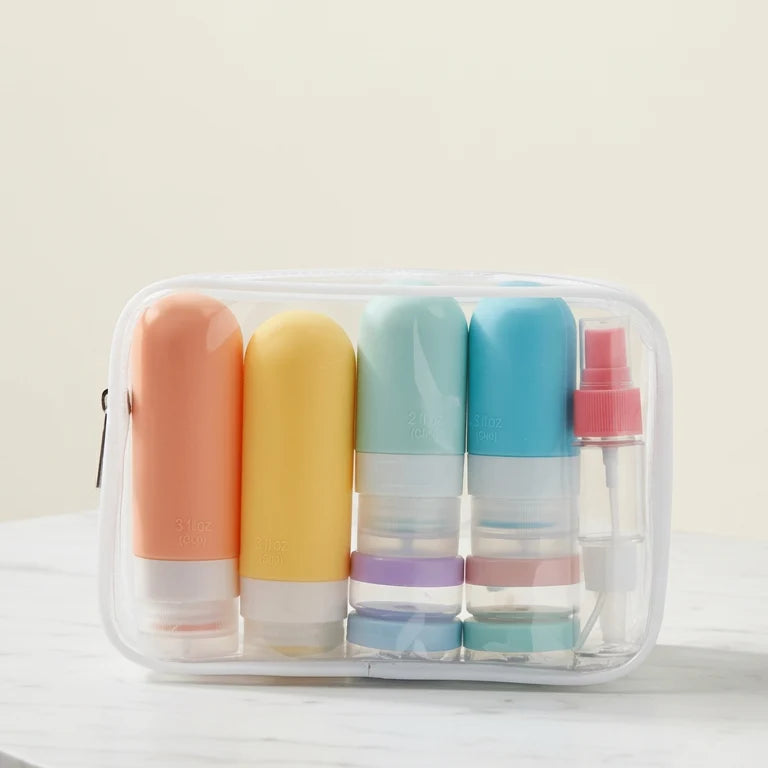 The EASY PACK TSA-Approved Reusable Silicone Travel Bottles Set with Case – 16 pcs