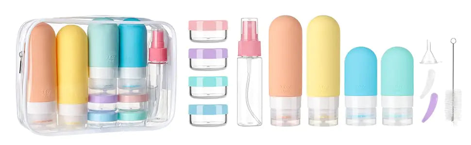 The EASY PACK TSA-Approved Reusable Silicone Travel Bottles Set with Case – 16 pcs