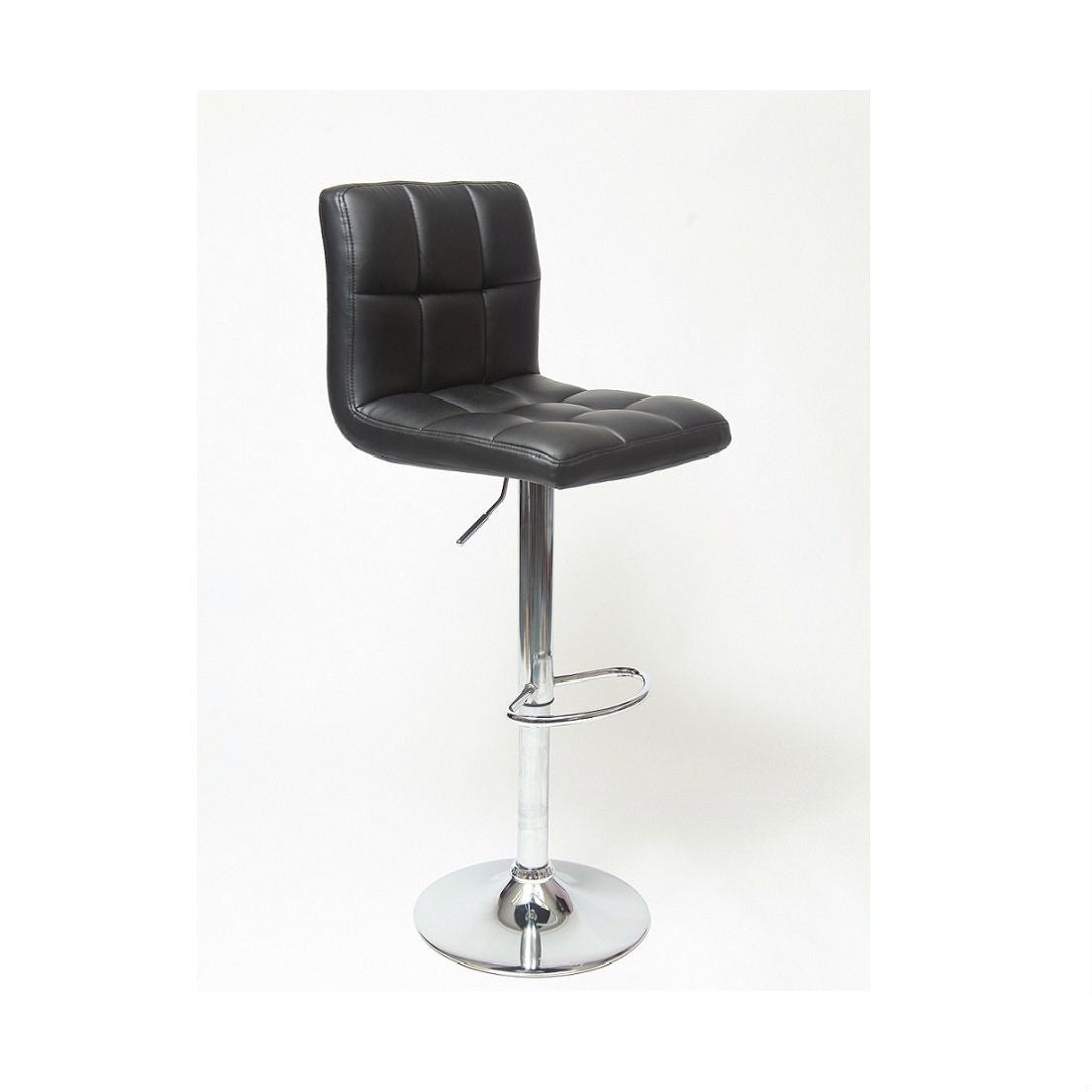 Juego de 2 taburetes de bar de altura ajustable con asiento acolchado de piel sintética negra