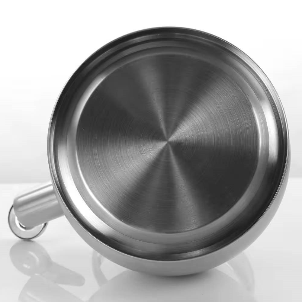 Tetera silbadora de acero inoxidable de 3 cuartos con boquilla y tapa abatibles