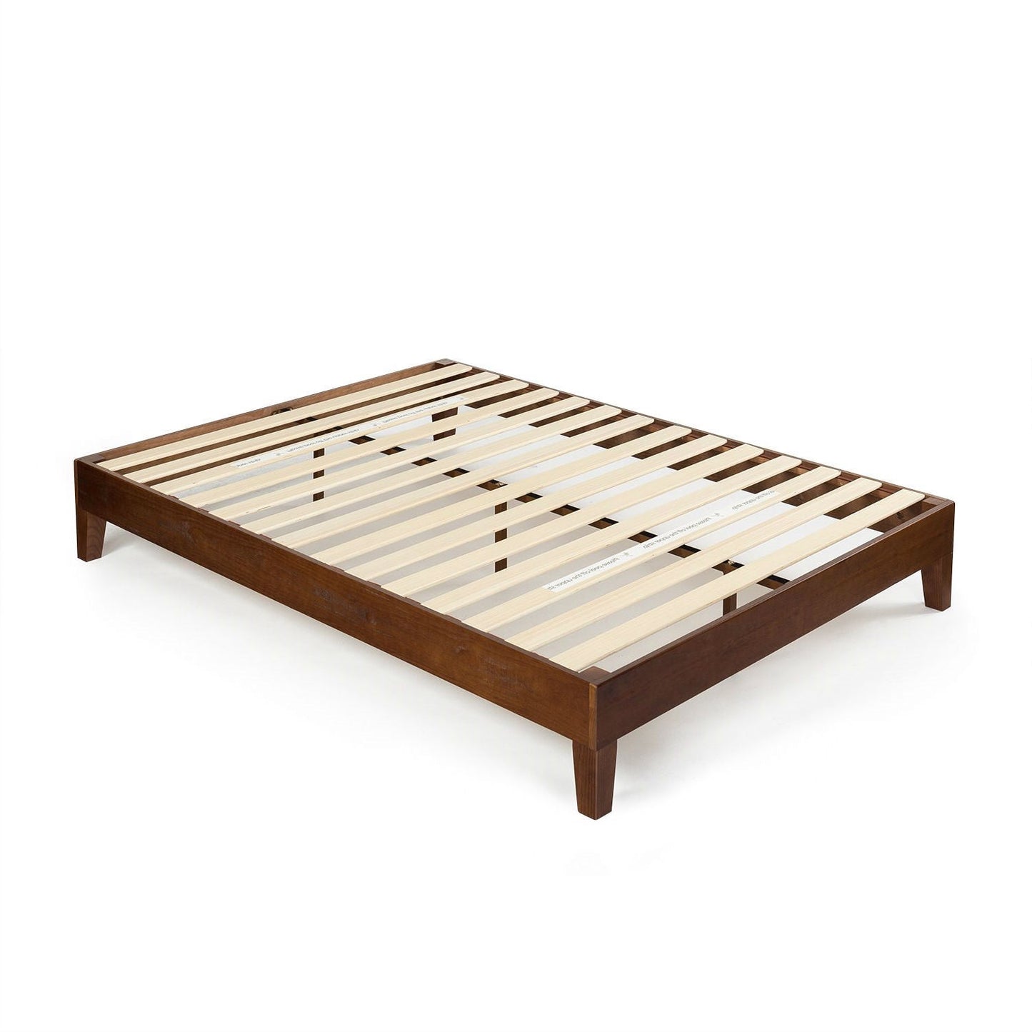 Base de cama plataforma de madera maciza tamaño individual con acabado espresso