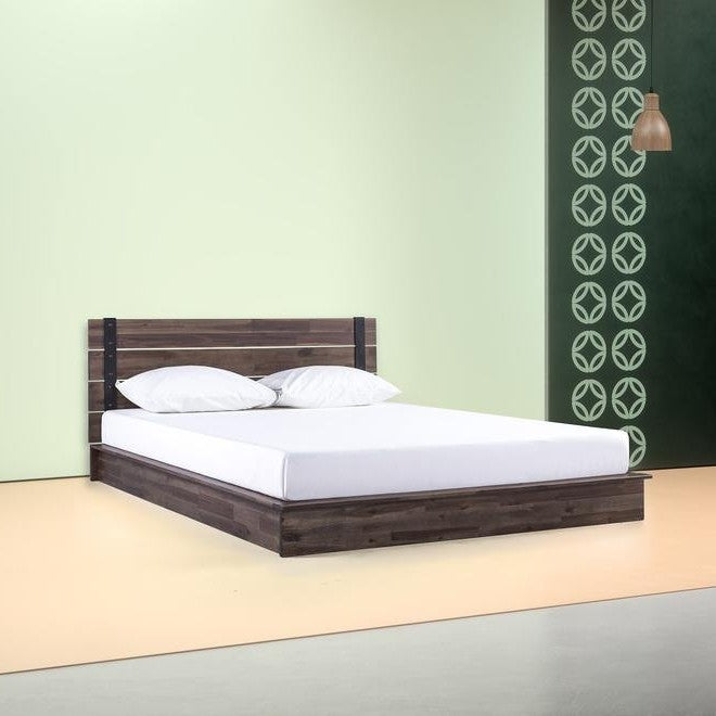 Estructura de cama de plataforma baja de madera industrial estilo rústico tamaño twin