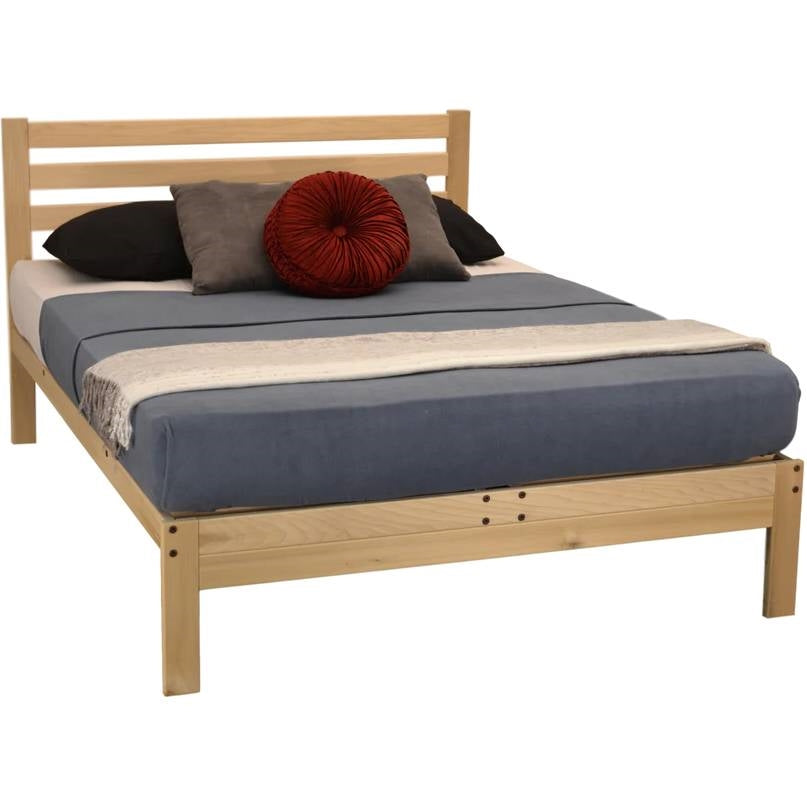 Base de cama de plataforma de madera maciza tamaño individual con cabecero de listones - Hecho en EE. UU.