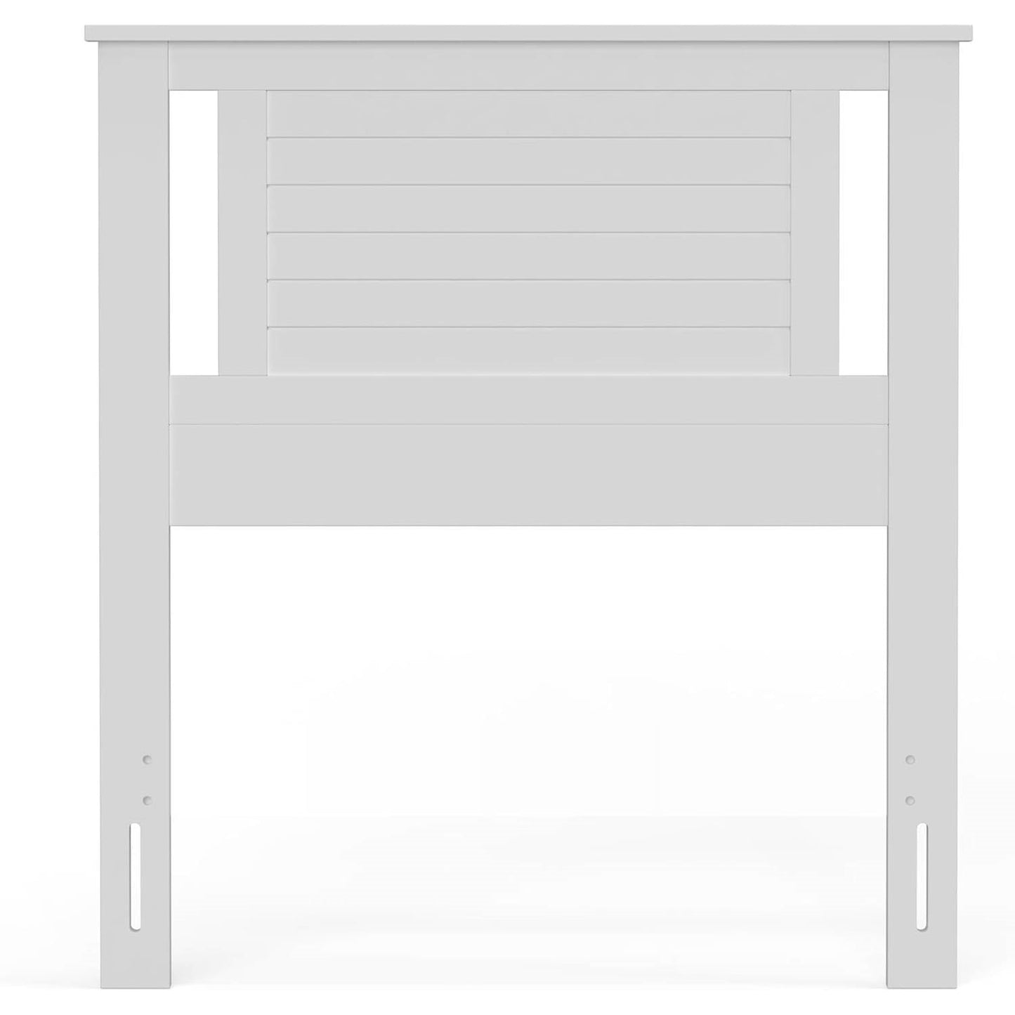 Cabecero individual de listones de madera maciza estilo casa de campo con acabado blanco