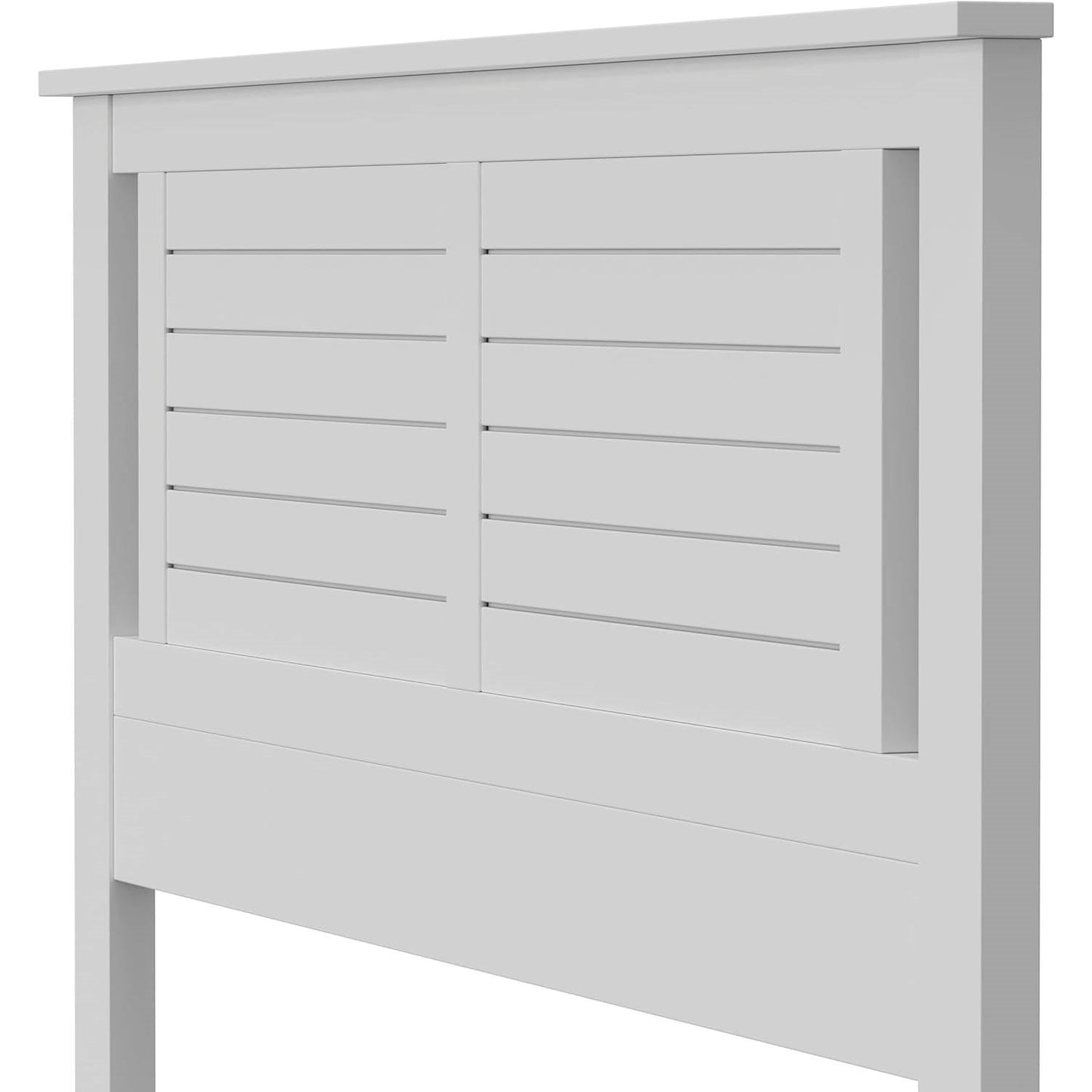 Cabecero individual de listones de madera maciza estilo casa de campo con acabado blanco