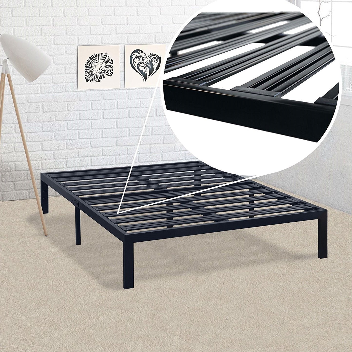 Estructura de cama Twin XL de metal con base de listones de acero de alta resistencia