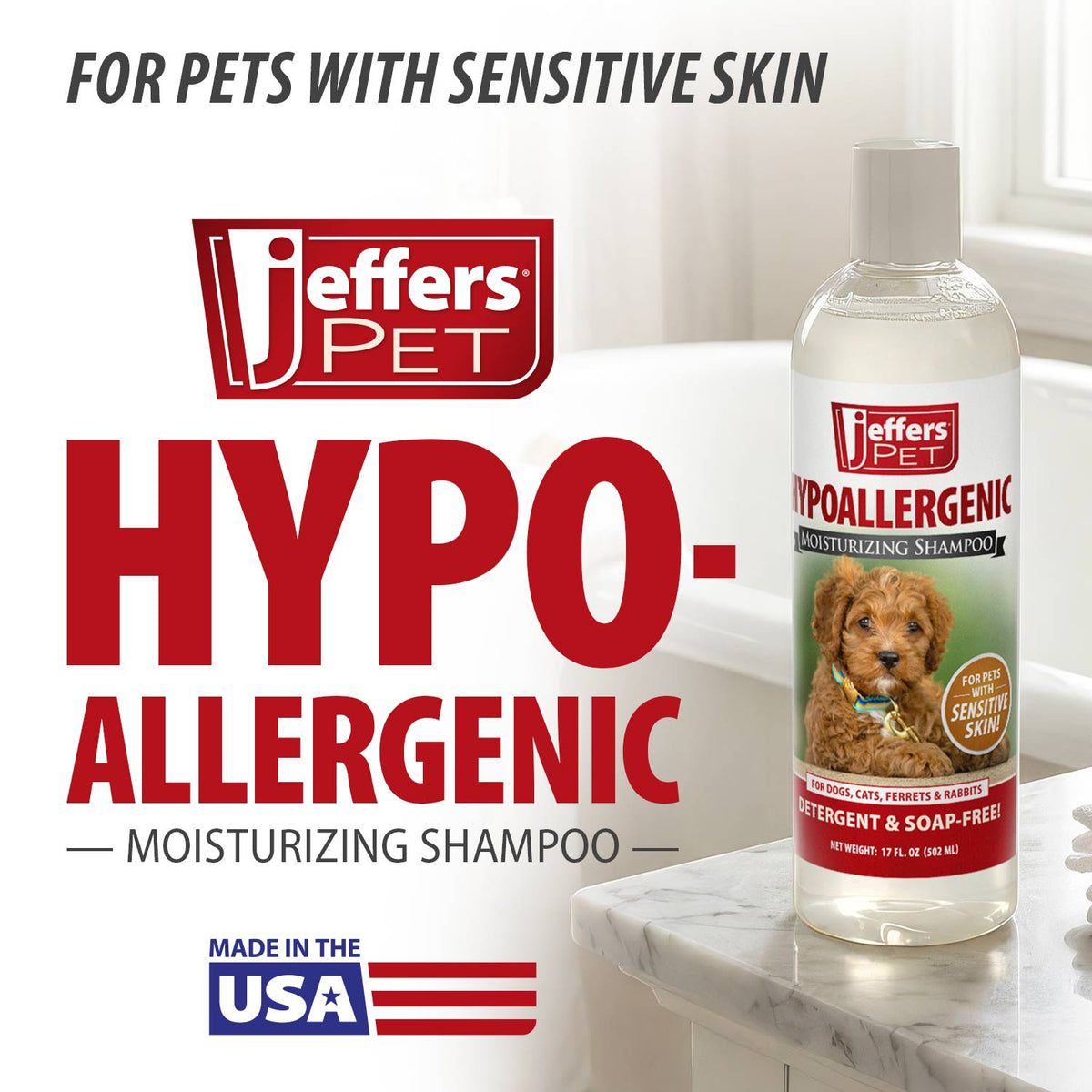 Champú hidratante hipoalergénico para mascotas Jeffers para pieles sensibles