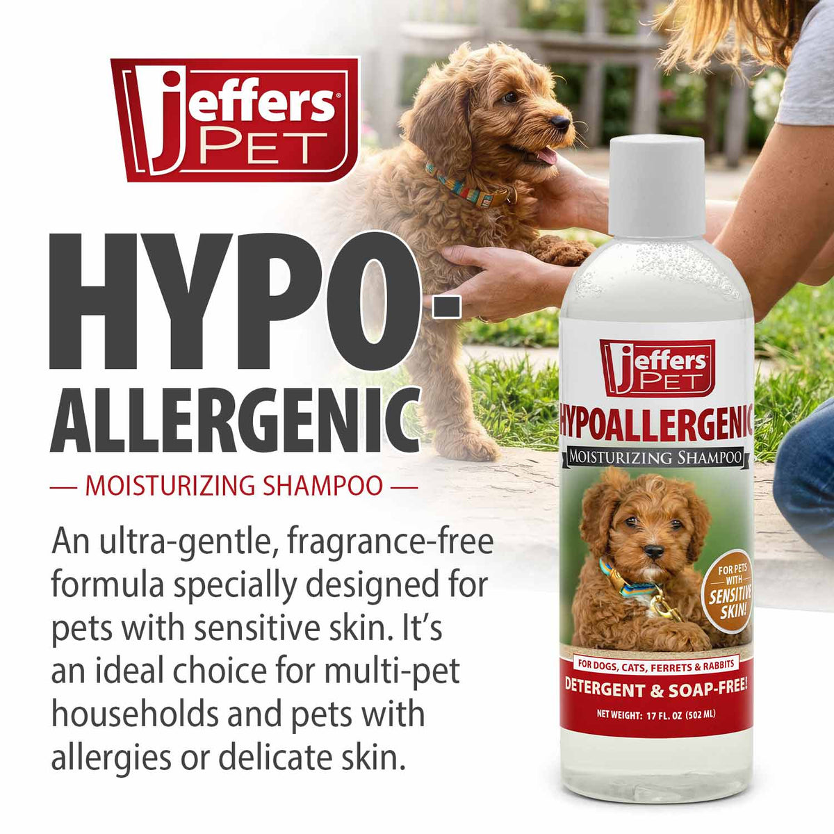 Champú hidratante hipoalergénico para mascotas Jeffers para pieles sensibles