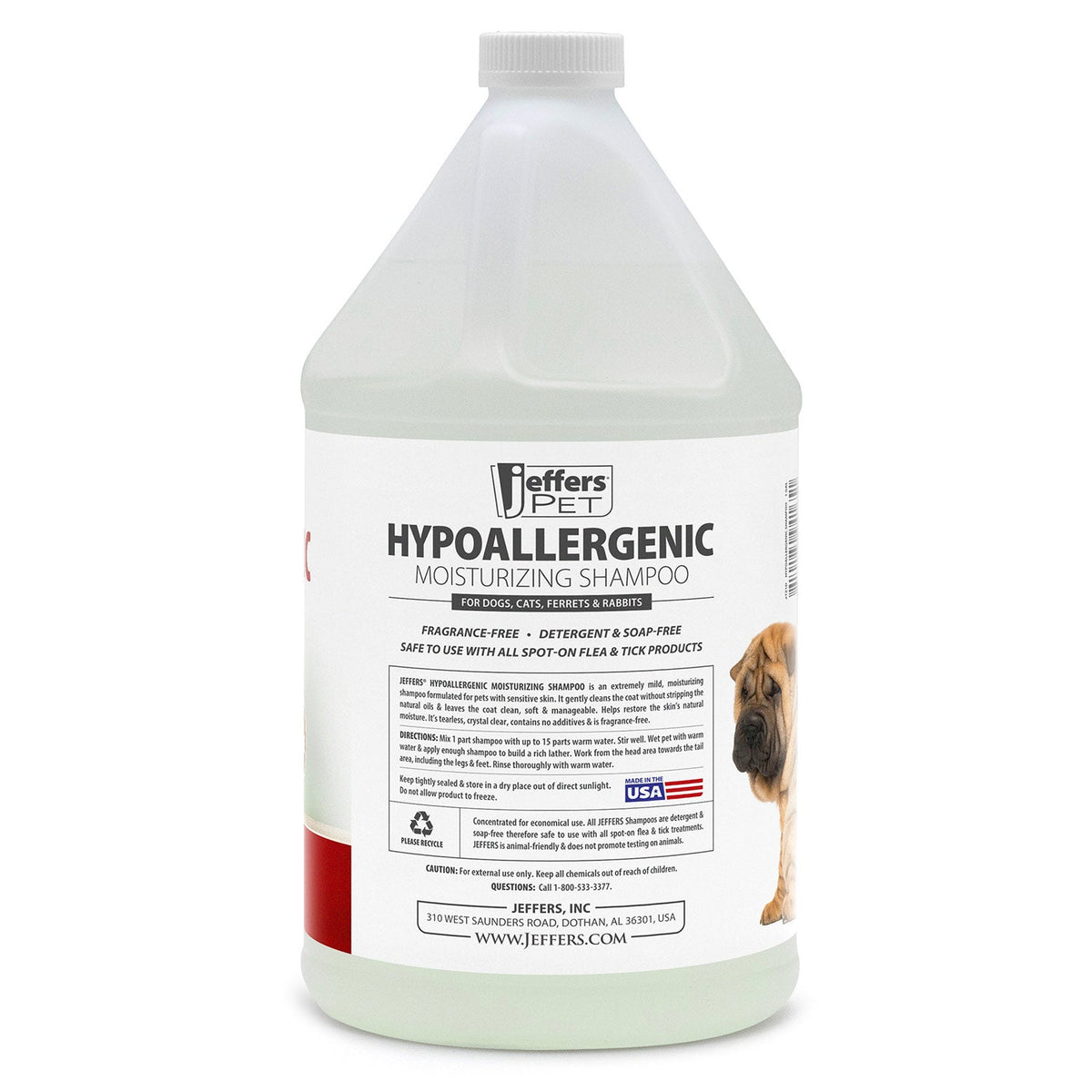 Champú hidratante hipoalergénico para mascotas Jeffers para pieles sensibles