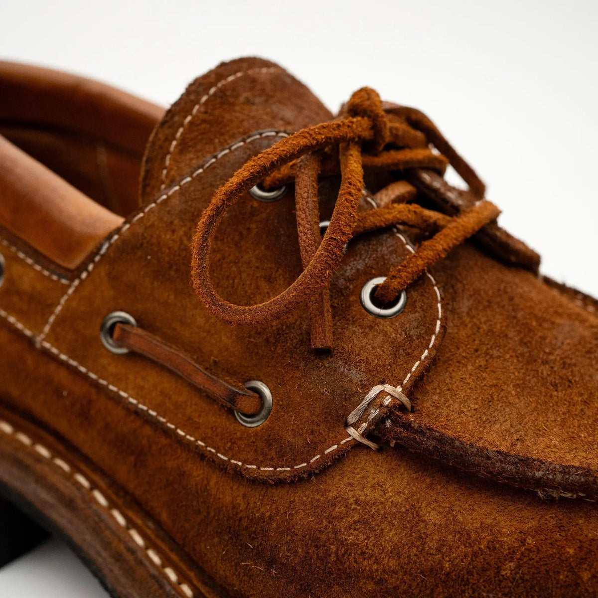 Brown Horse Butt Leather Moc-Toe Lace-Up Shoes