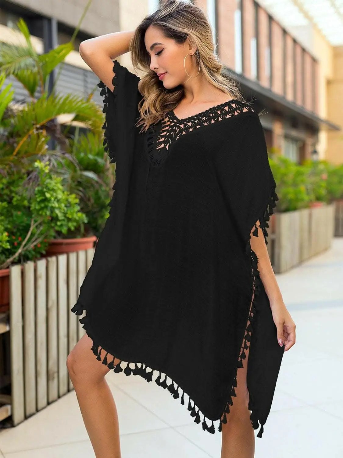T-Shirts Trendsi just arrived - Tassel sheer beach cover-up