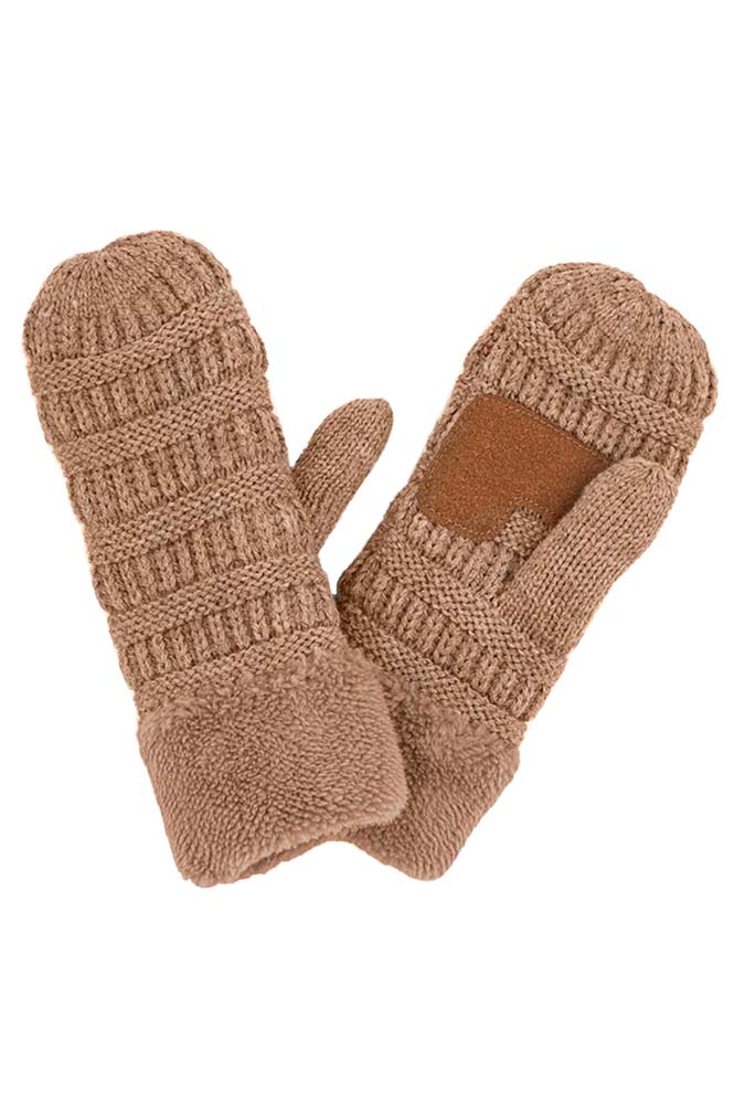C.C Solid Color Knitted Mitten Gloves