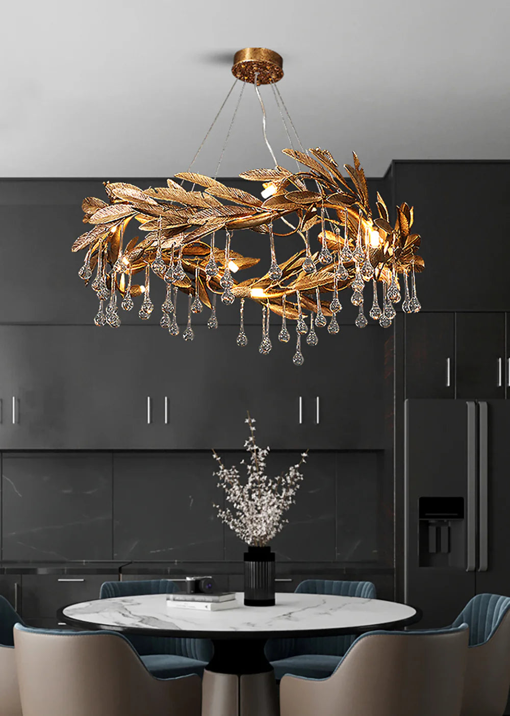 Candelabro Lágrima de Cristal con Aspas