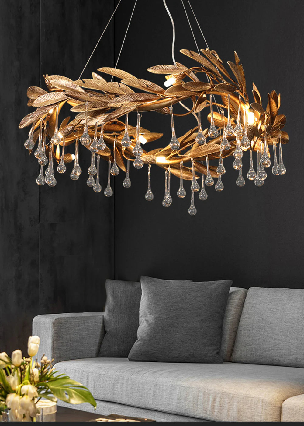 Candelabro Lágrima de Cristal con Aspas