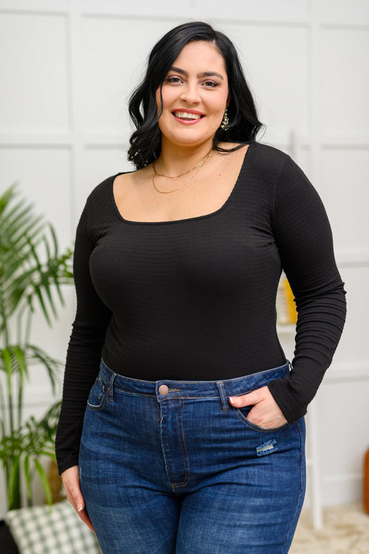 Body Trisha de cuello cuadrado texturizado en negro