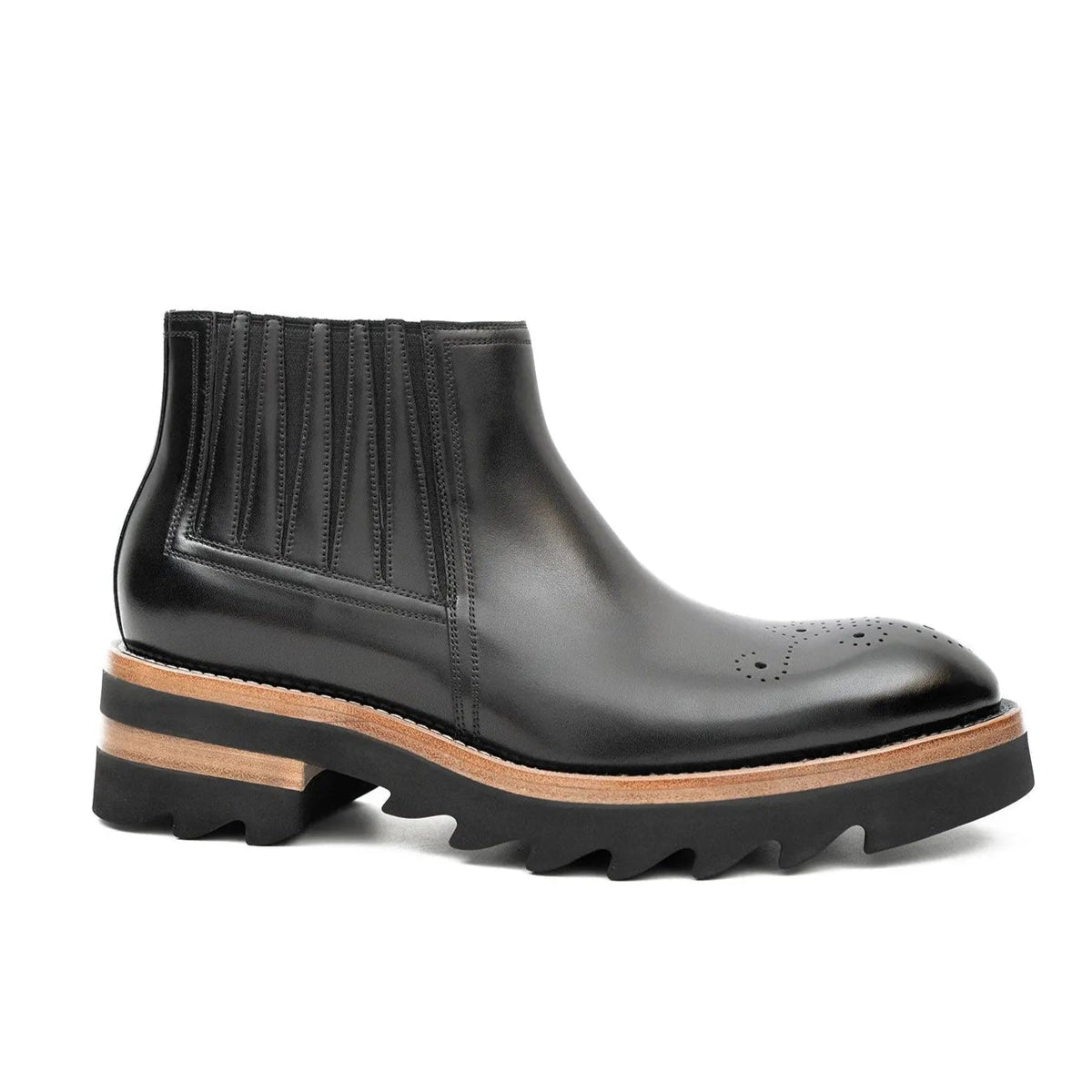 Black Calf Leather Chelsea Boots