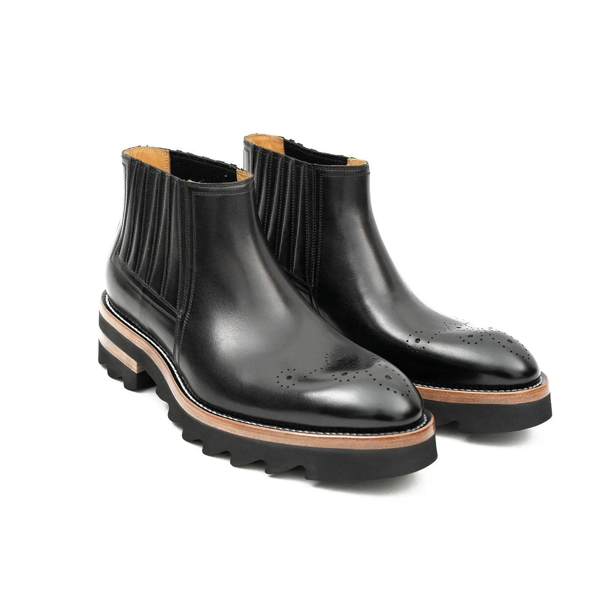 Black Calf Leather Chelsea Boots