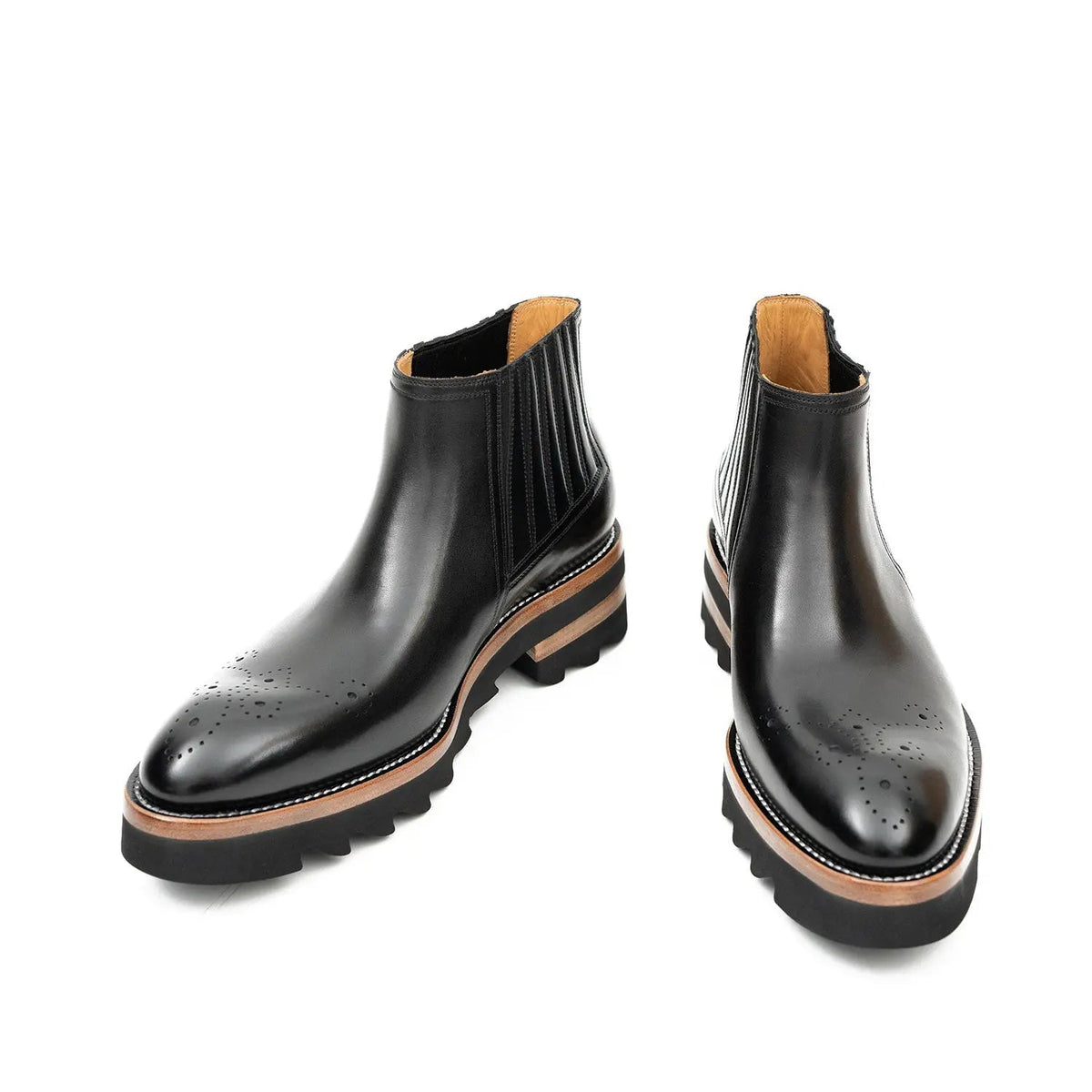 Black Calf Leather Chelsea Boots