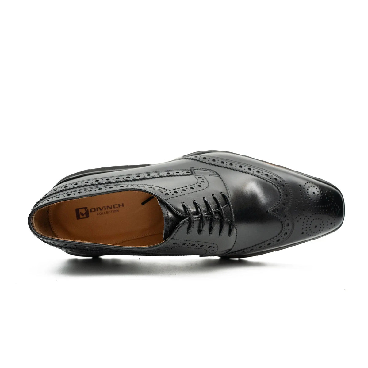 Black Wingtip Calf Leather Derby Shoes