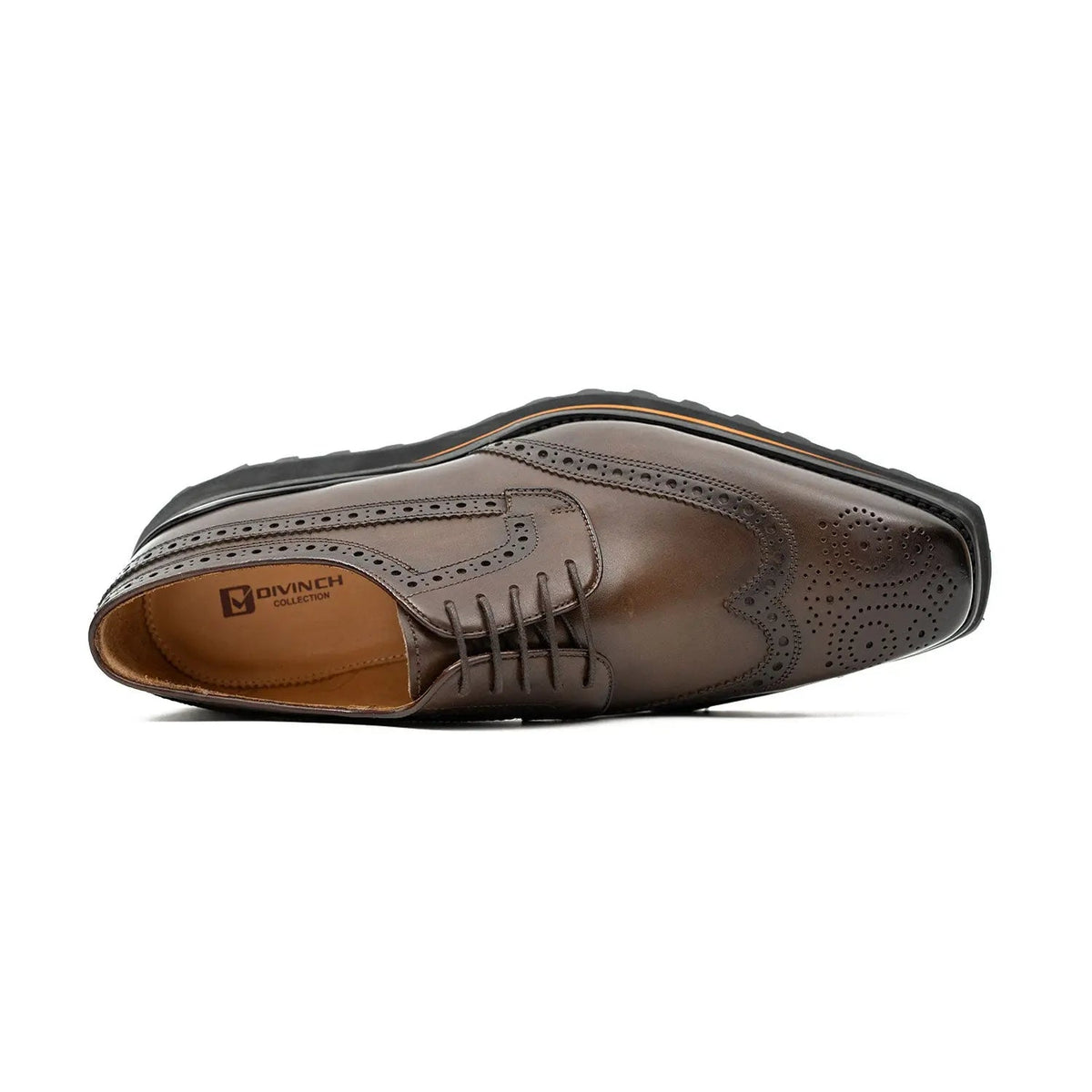 Brown Wingtip Calf Leather Derby Shoes