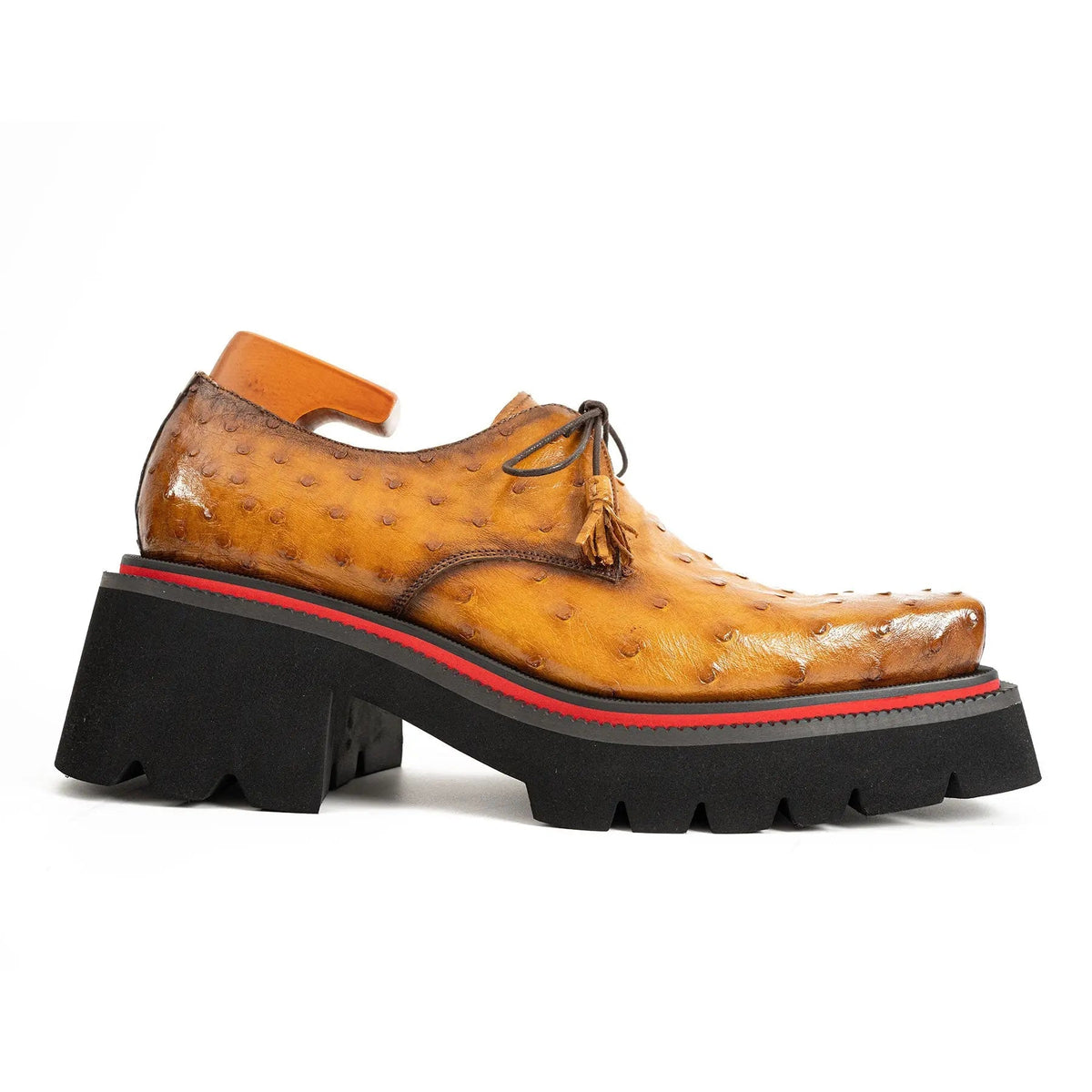 Brown Ostrich Leather Derby Shoes