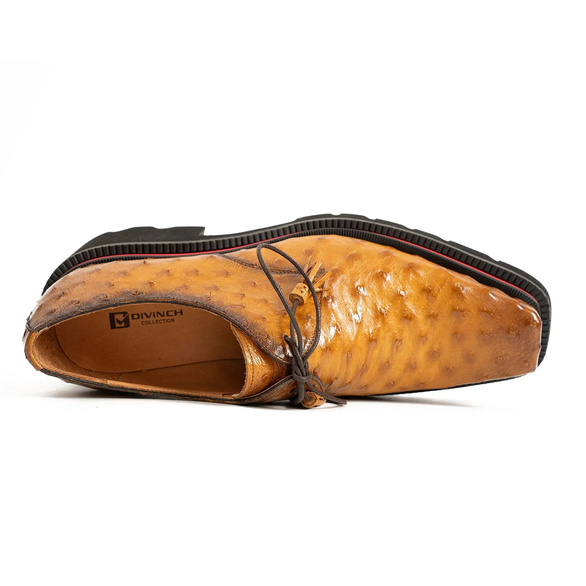 Brown Ostrich Leather Derby Shoes