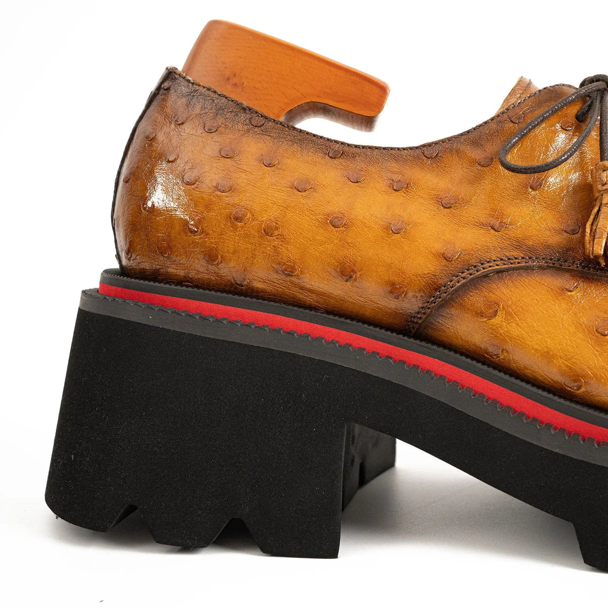 Brown Ostrich Leather Derby Shoes