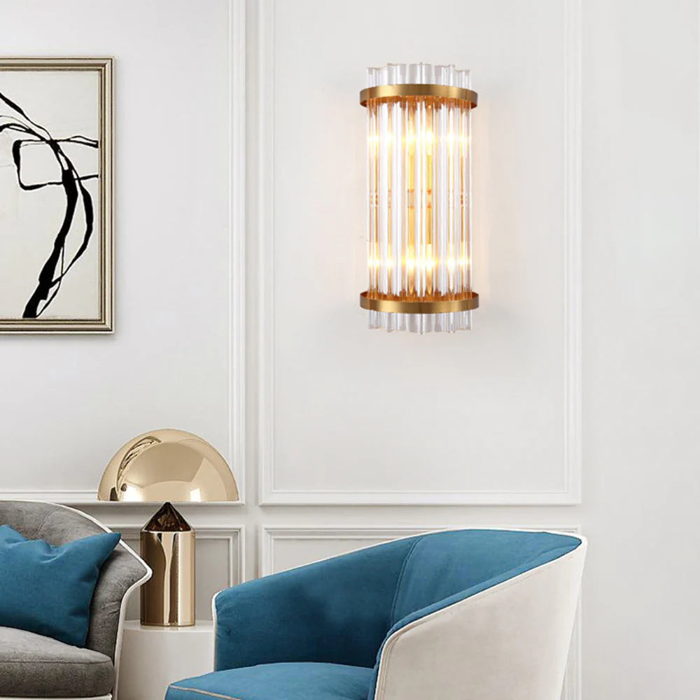 Lámpara de pared de varilla de cristal de tres lados