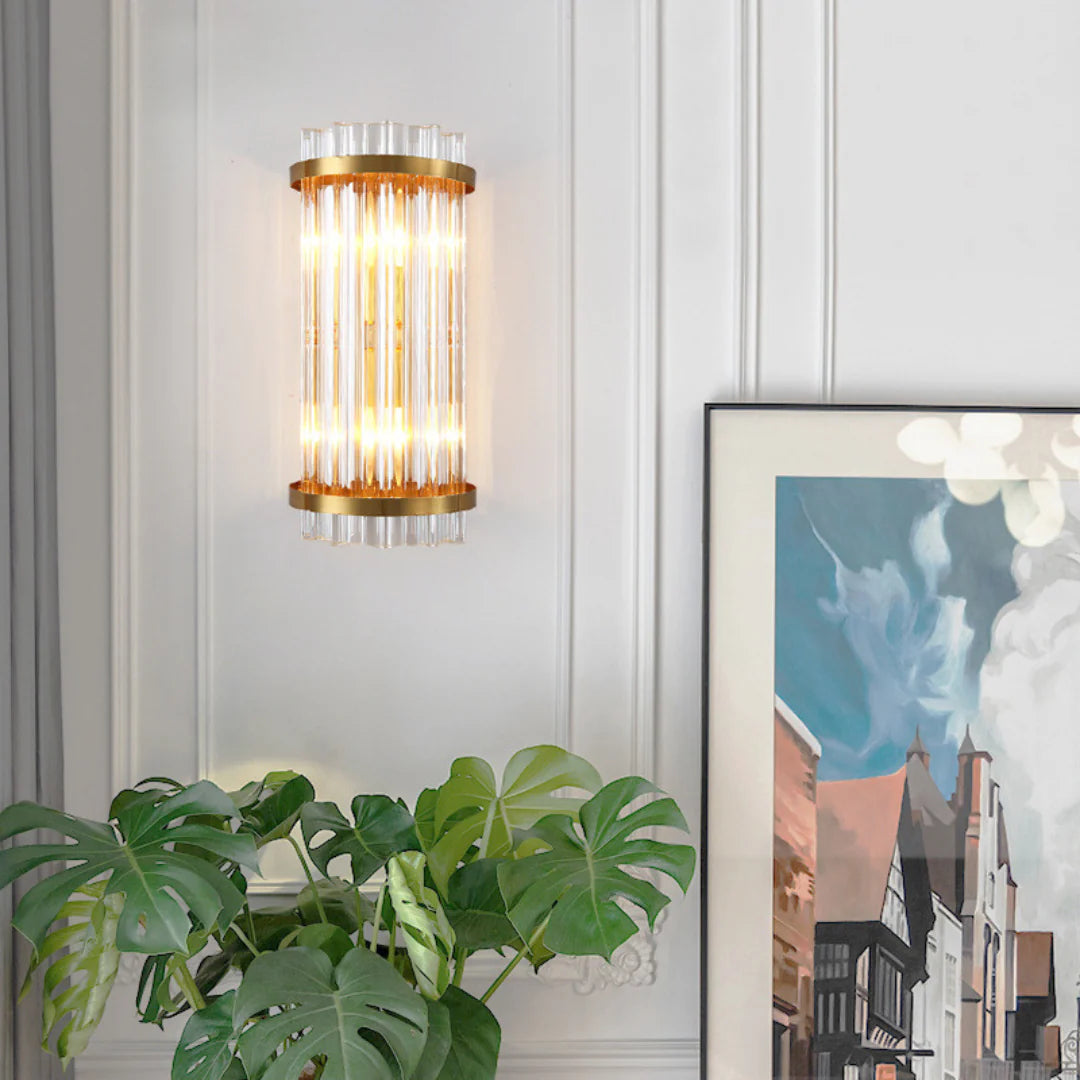 Lámpara de pared de varilla de cristal de tres lados