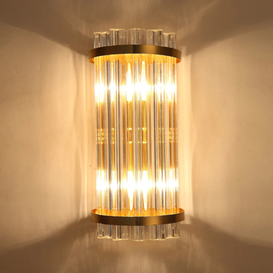 Lámpara de pared de varilla de cristal de tres lados