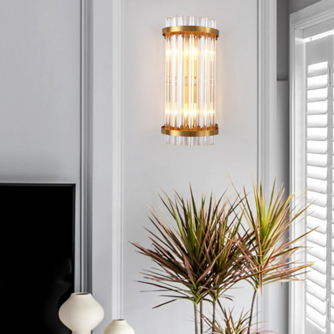 Lámpara de pared de varilla de cristal de tres lados