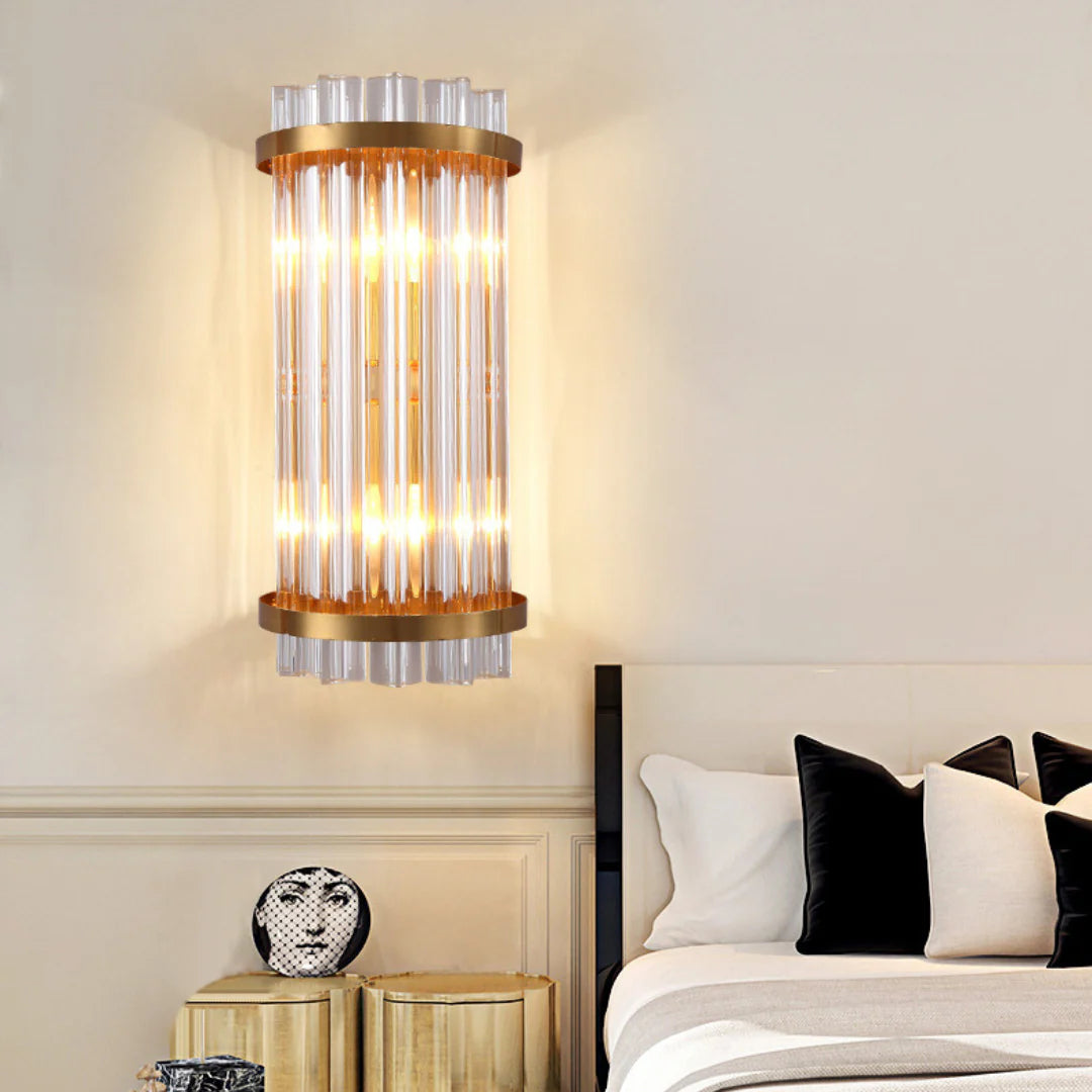 Lámpara de pared de varilla de cristal de tres lados