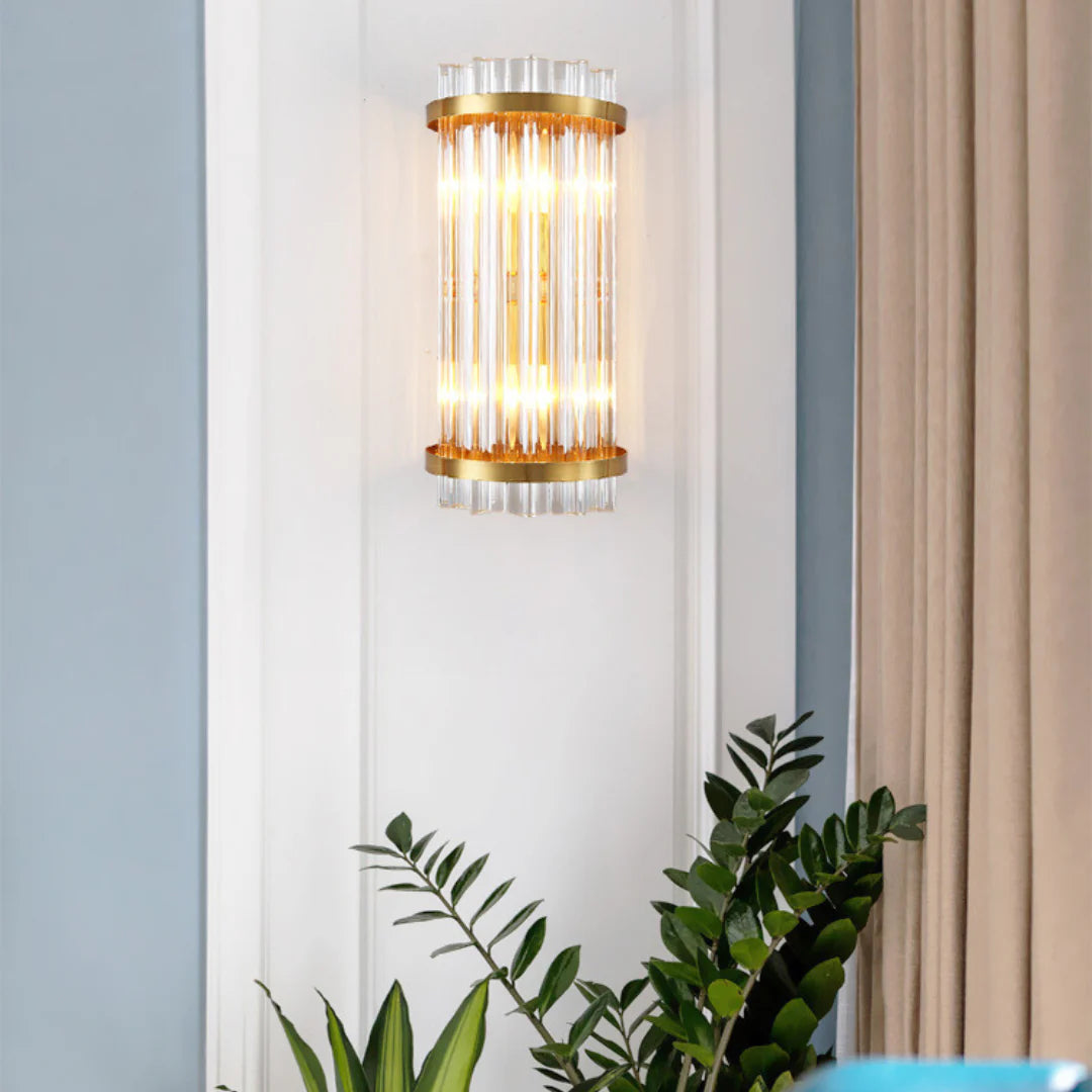 Lámpara de pared de varilla de cristal de tres lados