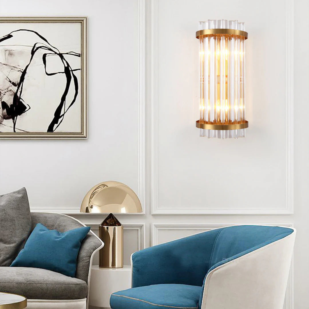 Lámpara de pared de varilla de cristal de tres lados