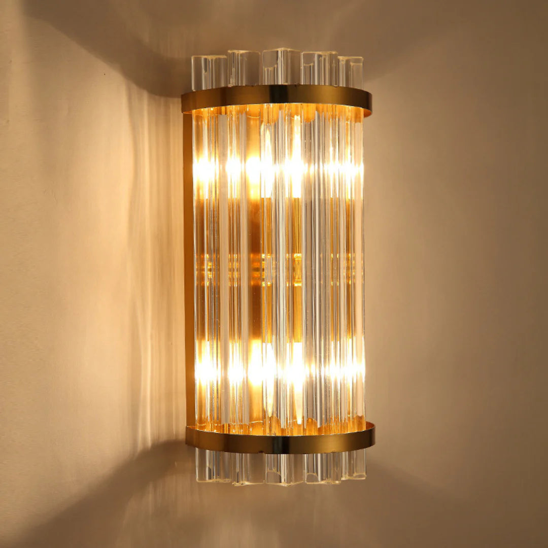 Lámpara de pared de varilla de cristal de tres lados