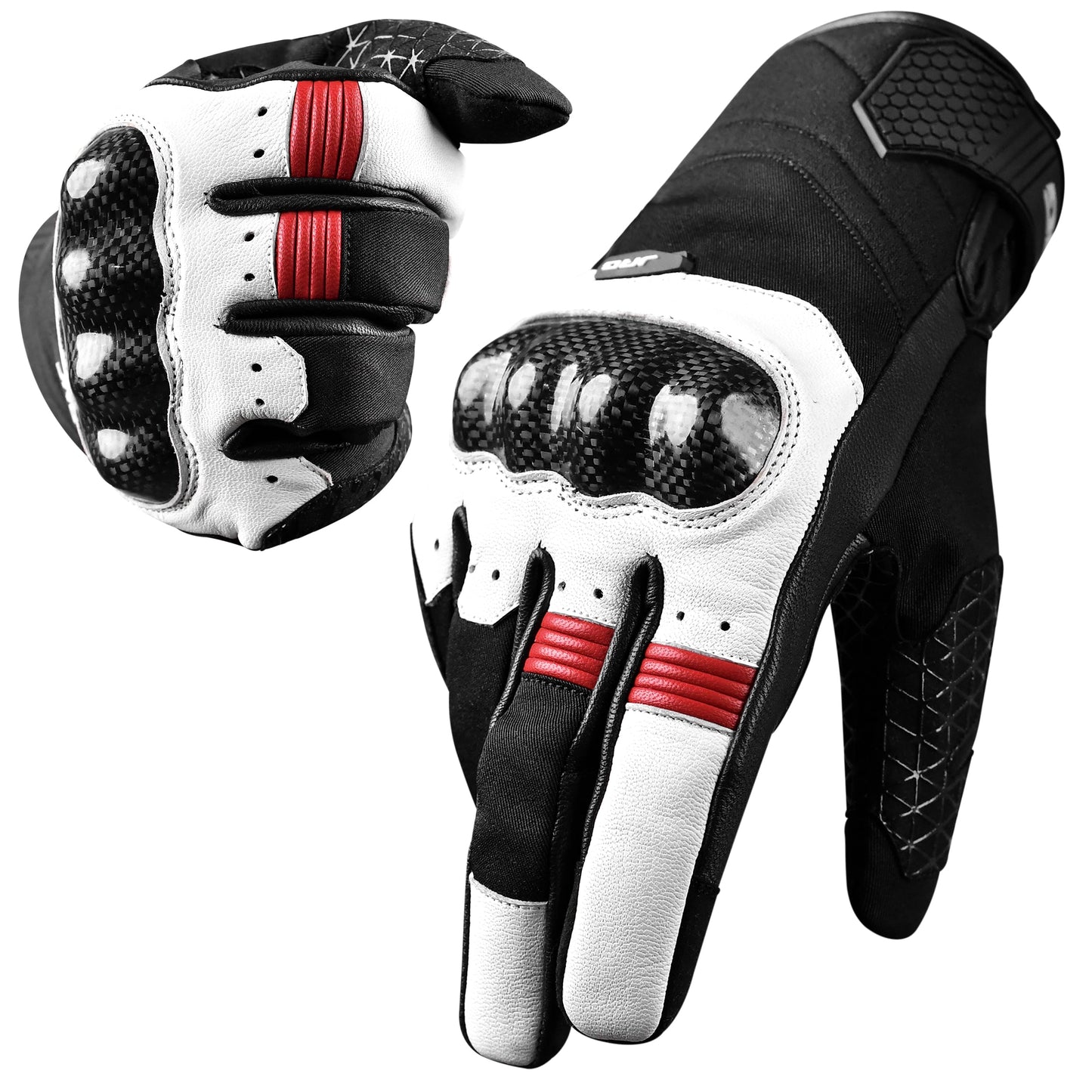 Guantes de moto de cuero Carbon X - Protección para nudillos