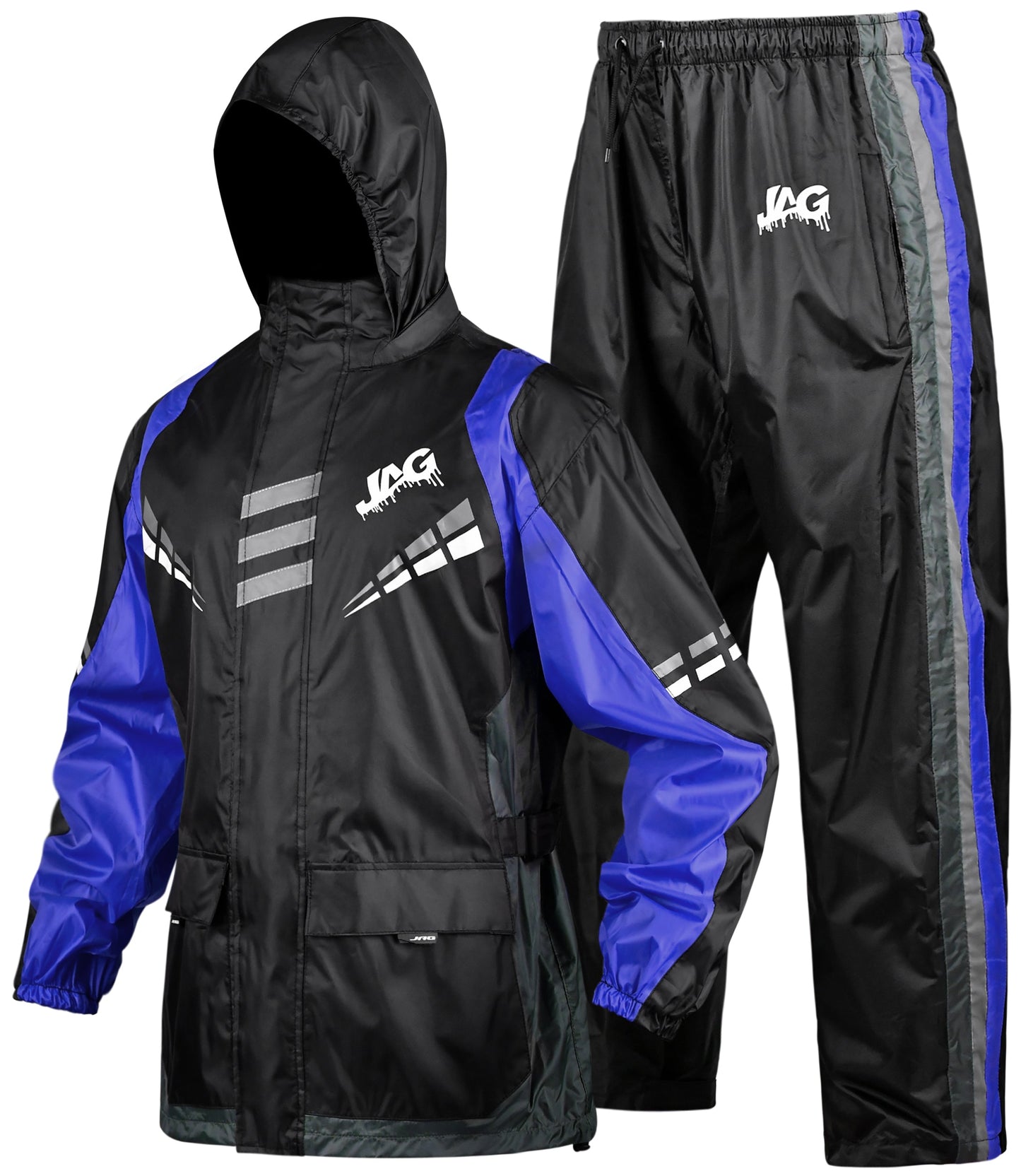 Traje de lluvia JAG Rainmaster para hombres y mujeres (negro/azul)