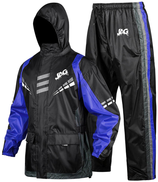 Traje de lluvia JAG Rainmaster para hombres y mujeres (negro/azul)