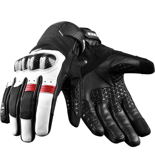 Guantes de moto de cuero Carbon X - Protección para nudillos