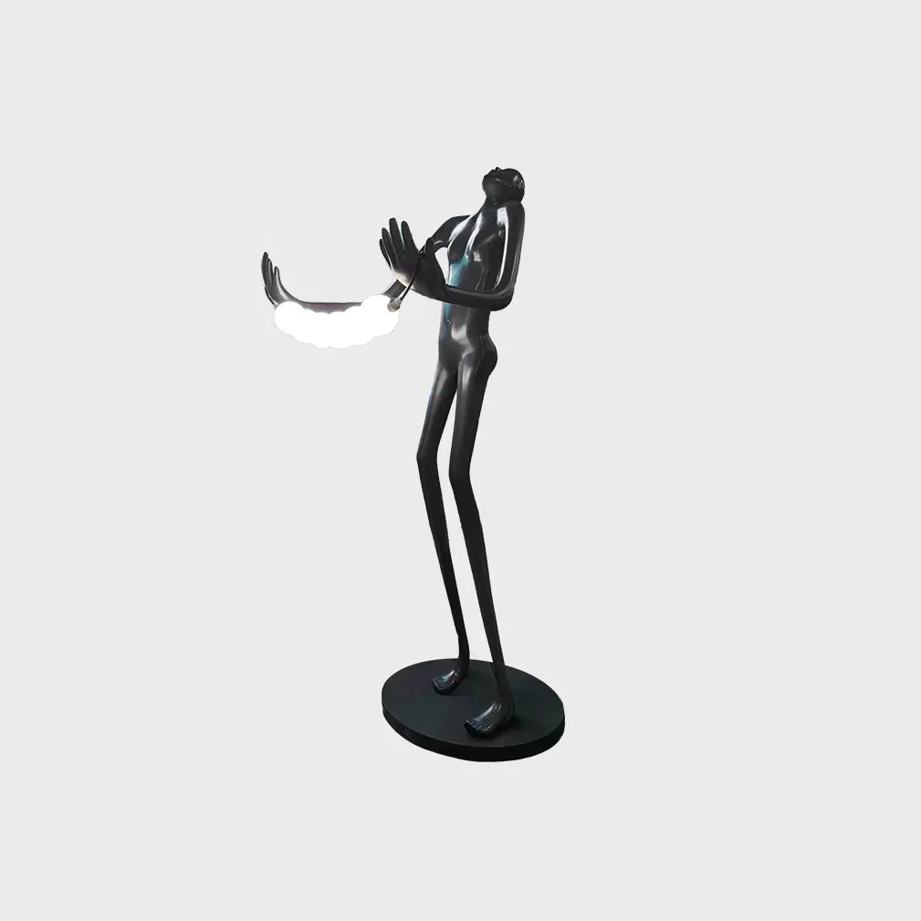Lámpara de pie de escultura humana con cabeza inclinada