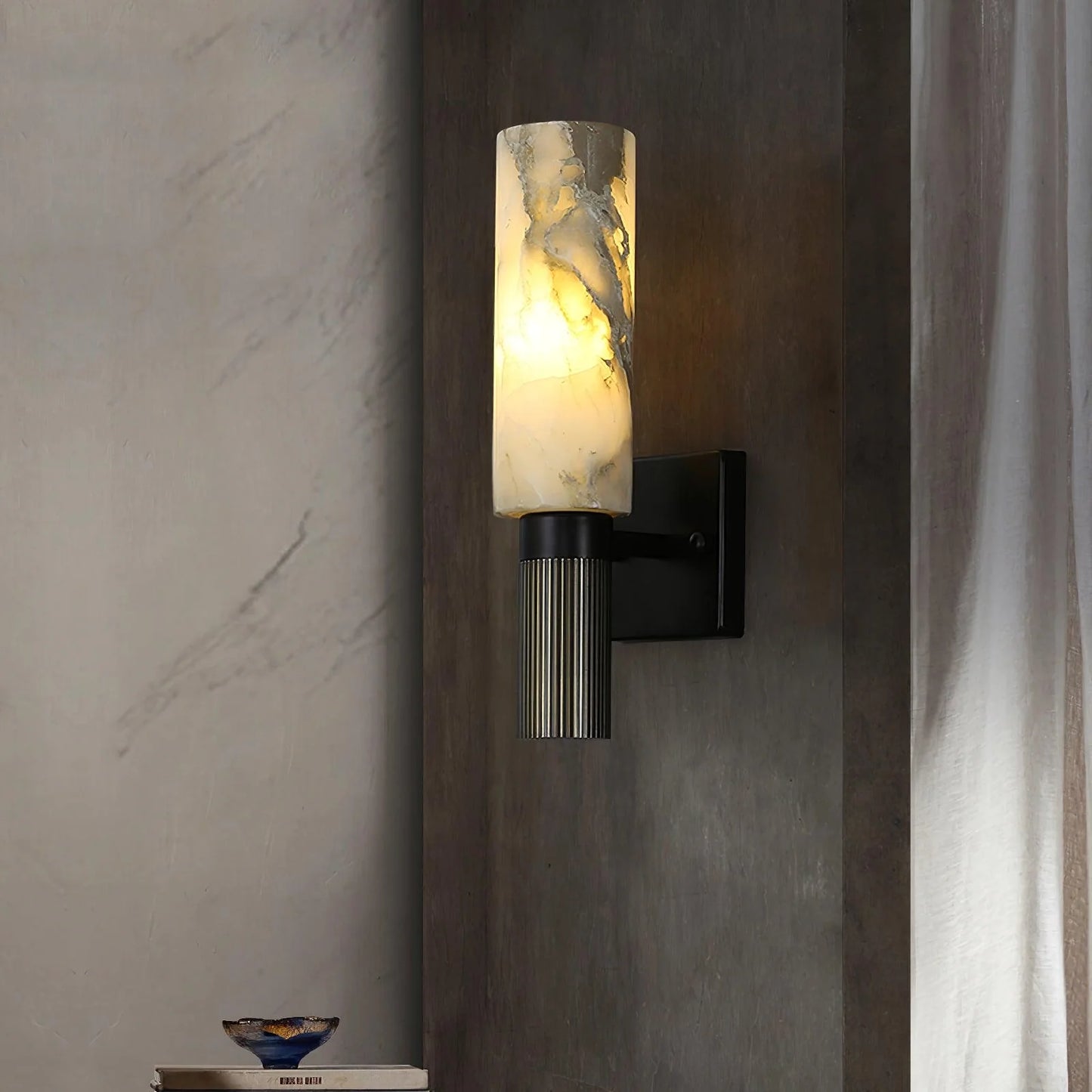 Aplique de pared antorcha de alabastro