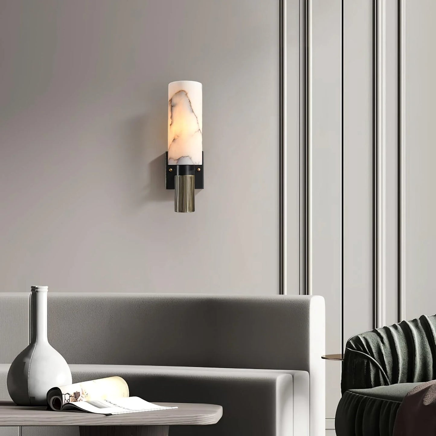 Aplique de pared antorcha de alabastro
